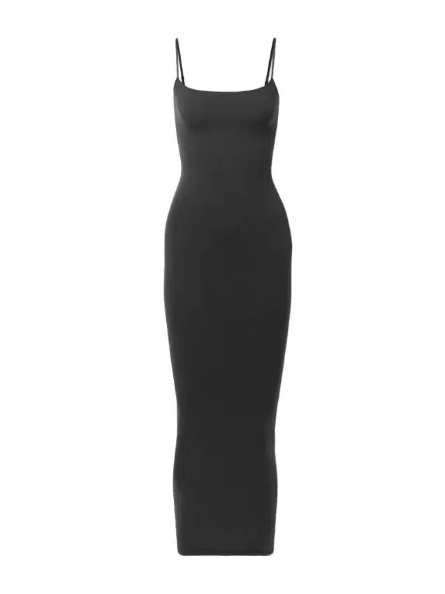Skims Fits Everybody Long Slip Dress - Onyx