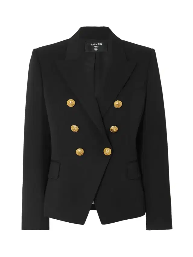 Double-breasted Wool-twill Blazer - Black
