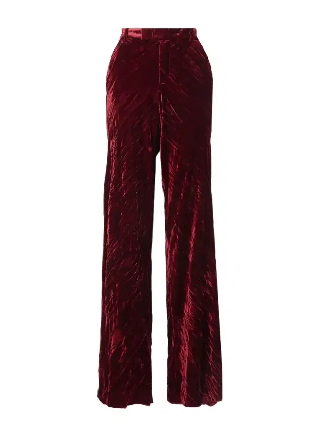 Artemisia Crinkled-velvet Wide-leg Pants - Burgundy
