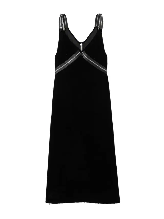 Zip-embellished Crushed-velvet Slip Dress - Black