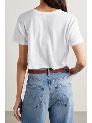 LESET Cropped Slub Cotton-jersey T-shirt | Thumbnail 4 LESET Cropped Slub Cotton-jersey T-shirt | Thumbnail 4