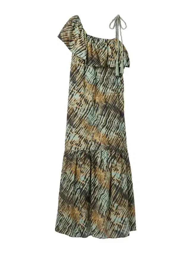 Daniela Asymmetric Printed Cotton-blend Voile Midi Dress - Green Daniela Asymmetric Printed Cotton-blend Voile Midi Dress - Green