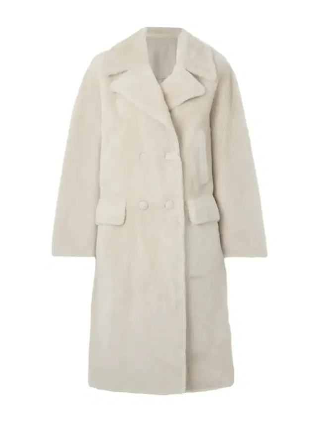 Double-breasted Shearling Coat - Off-white