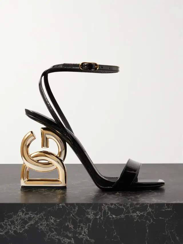 Keira Embellished Patent-leather Sandals - Black