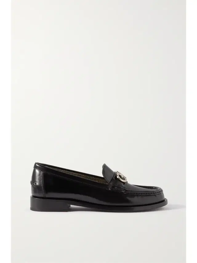 Ofelia Embellished Glossed-leather Loafers - Black