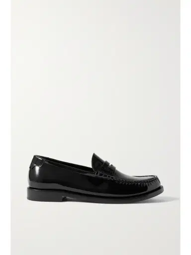 SAINT LAURENT Le Loafer Logo-embellished Patent-leather Loafers - Black | Thumbnail 1 SAINT LAURENT Le Loafer Logo-embellished Patent-leather Loafers - Black | Thumbnail 1