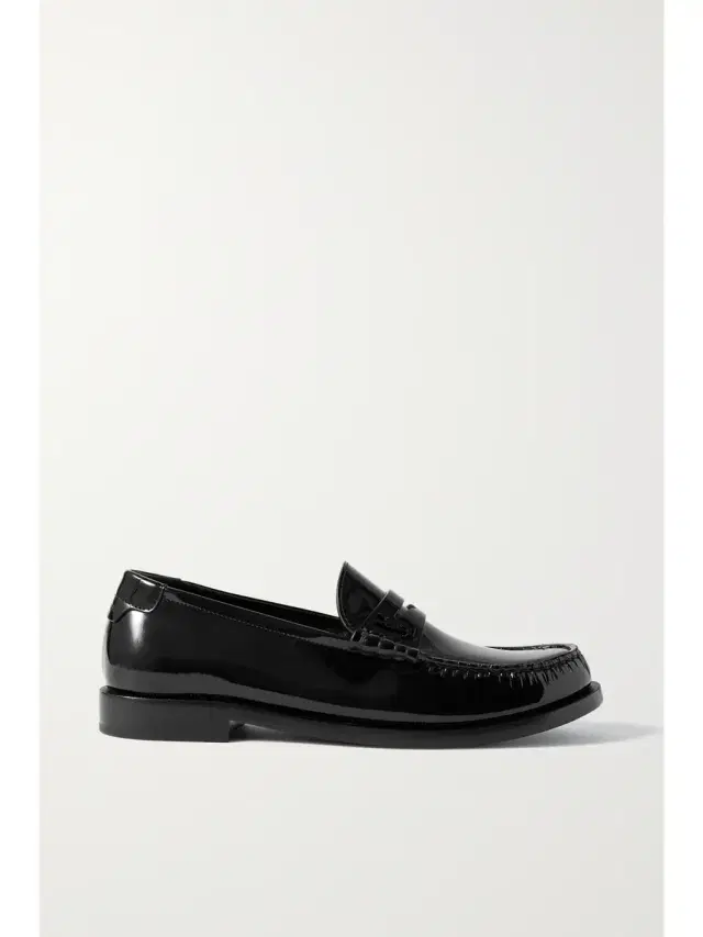 Le Loafer Logo-embellished Patent-leather Loafers - Black