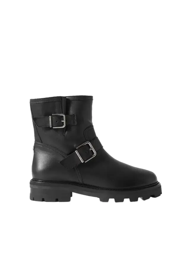 Youth Ii Buckled Shearling-lined Leather Ankle Boots - Black Youth Ii Buckled Shearling-lined Leather Ankle Boots - Black