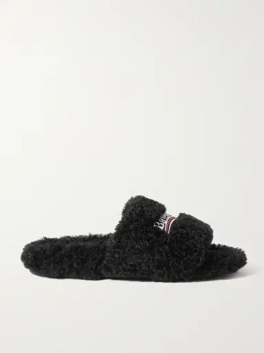 Balenciaga Furry Logo-embroidered Faux Shearling Slides | Thumbnail 2