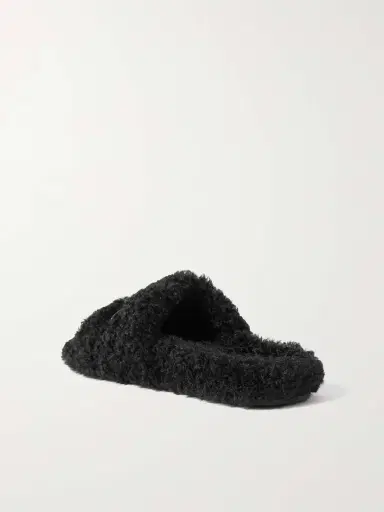 Balenciaga Furry Logo-embroidered Faux Shearling Slides | Thumbnail 4
