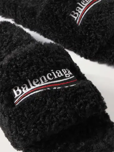 Balenciaga Furry Logo-embroidered Faux Shearling Slides | Thumbnail 5