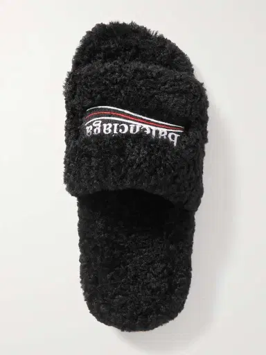 Balenciaga Furry Logo-embroidered Faux Shearling Slides | Thumbnail 6