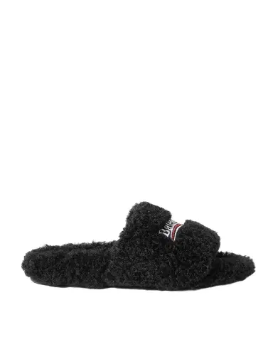 Balenciaga Furry Logo-embroidered Faux Shearling Slides | Thumbnail 1