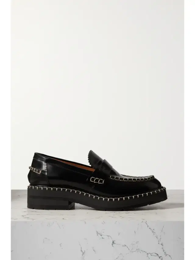 Noua Whipstitched Leather Loafers - Black