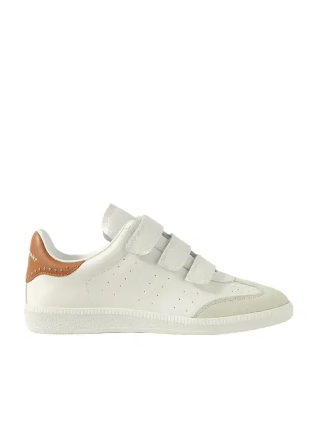 Beth Suede-trimmed Leather Sneakers - White