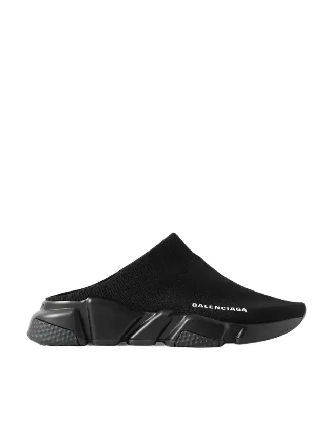 Speed Printed Recycled-knit Mules