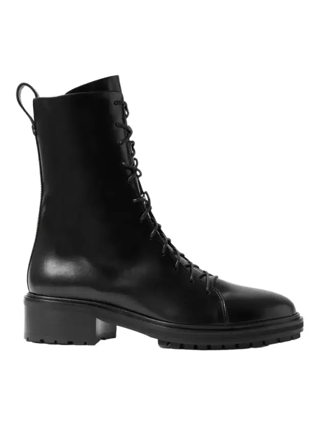 Isa Leather Ankle Boots - Black