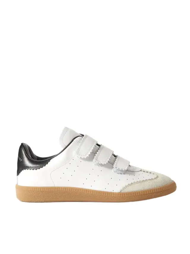 Beth Suede-trimmed Leather Sneakers - White
