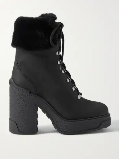 Moncler Claudia Faux Fur-trimmed Nubuck Ankle Boot | Thumbnail 2
