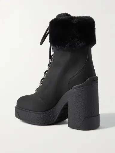Moncler Claudia Faux Fur-trimmed Nubuck Ankle Boot | Thumbnail 4