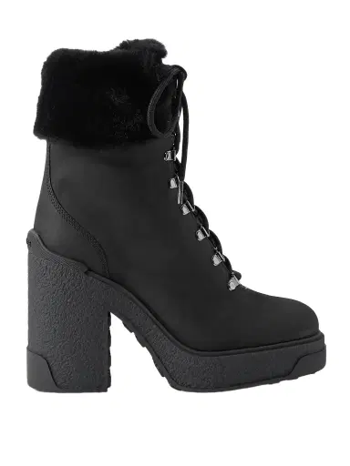 Moncler Claudia Faux Fur-trimmed Nubuck Ankle Boot | Thumbnail 1