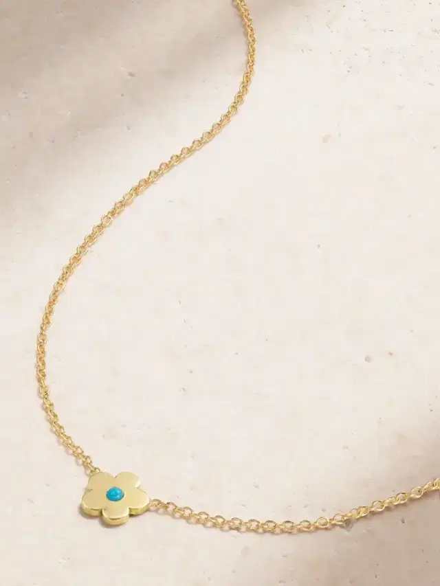 Jennifer Meyer Mini Daisy 18-karat Gold Turquoise Necklace