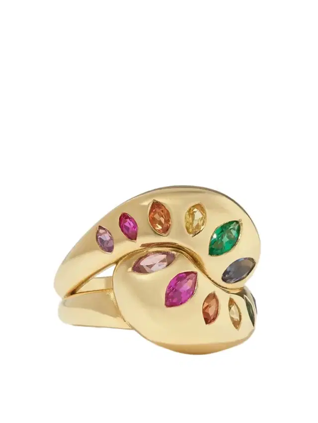 Knot 18-karat Gold, Sapphire And Emerald Ring