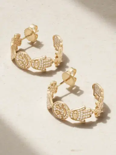 Sydney Evan Medium Icon 14-karat Gold Diamond Hoop Earrings | Thumbnail 3 Sydney Evan Medium Icon 14-karat Gold Diamond Hoop Earrings | Thumbnail 3