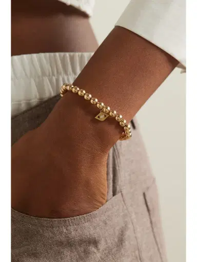 Sydney Evan Fluted Evil Eye 14-karat Diamond Bracelet | Thumbnail 2