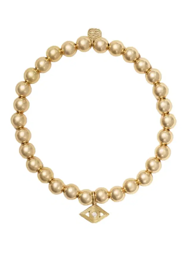 Fluted Evil Eye 14-karat Diamond Bracelet
