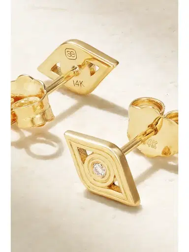 Sydney Evan Fluted Evil Eye 14-karat Gold Diamond Earrings | Thumbnail 3