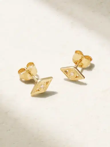 Sydney Evan Fluted Evil Eye 14-karat Gold Diamond Earrings | Thumbnail 1