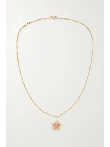 Sydney Evan Large Plumeria 14-karat Gold Diamond And Sapphire Necklace | Thumbnail 4 Sydney Evan Large Plumeria 14-karat Gold Diamond And Sapphire Necklace | Thumbnail 4
