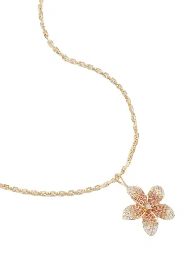 Sydney Evan Large Plumeria 14-karat Gold Diamond And Sapphire Necklace | Thumbnail 1 Sydney Evan Large Plumeria 14-karat Gold Diamond And Sapphire Necklace | Thumbnail 1