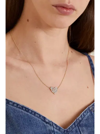 Sydney Evan Cocktail Heart 14-karat Gold Diamond Necklace | Thumbnail 2
