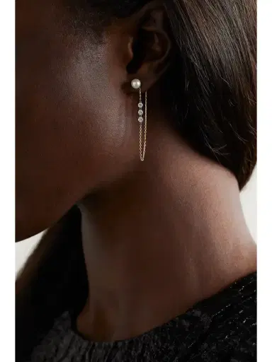 Mizuki 14-karat Gold, Pearl And Diamond Earrings | Thumbnail 2 Mizuki 14-karat Gold, Pearl And Diamond Earrings | Thumbnail 2