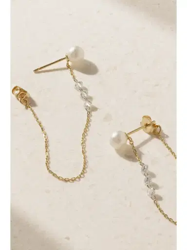 Mizuki 14-karat Gold, Pearl And Diamond Earrings | Thumbnail 3 Mizuki 14-karat Gold, Pearl And Diamond Earrings | Thumbnail 3