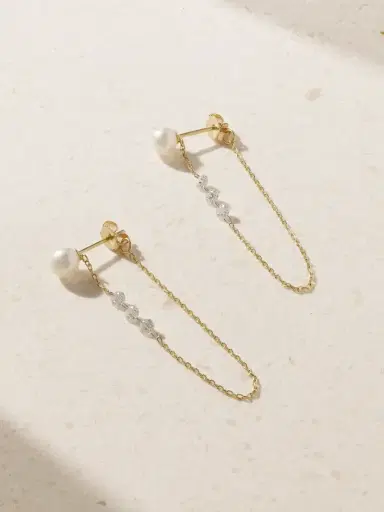 Mizuki 14-karat Gold, Pearl And Diamond Earrings | Thumbnail 1 Mizuki 14-karat Gold, Pearl And Diamond Earrings | Thumbnail 1