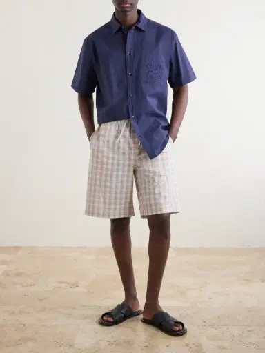 Sydney Evan Paula's Ibiza Straight-Leg Checked Cotton Shorts - Men | Thumbnail 7
