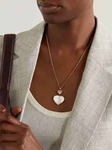 Chopard Happy Hearts 18-karat Rose Gold, Mother-of-pearl And Diamond Necklace | Thumbnail 2