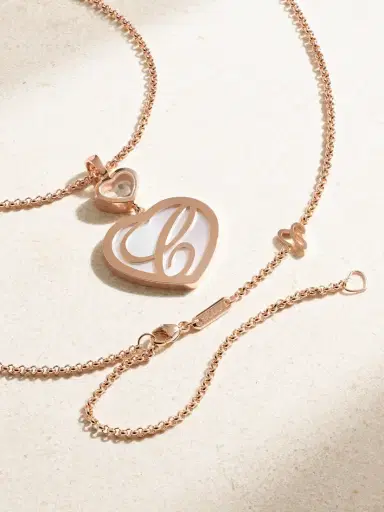 Chopard Happy Hearts 18-karat Rose Gold, Mother-of-pearl And Diamond Necklace | Thumbnail 3