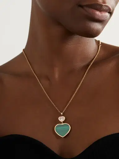 Chopard Happy Hearts 18-karat Rose Gold, Malachite And Diamond Necklace | Thumbnail 2