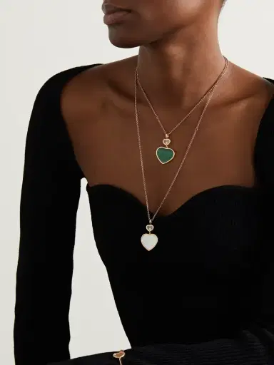 Chopard Happy Hearts 18-karat Rose Gold, Malachite And Diamond Necklace | Thumbnail 5