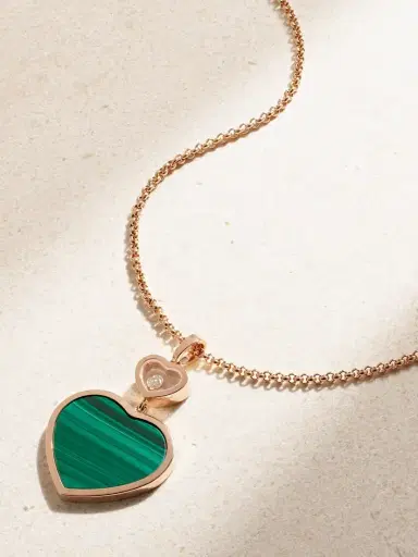 Chopard Happy Hearts 18-karat Rose Gold, Malachite And Diamond Necklace | Thumbnail 1