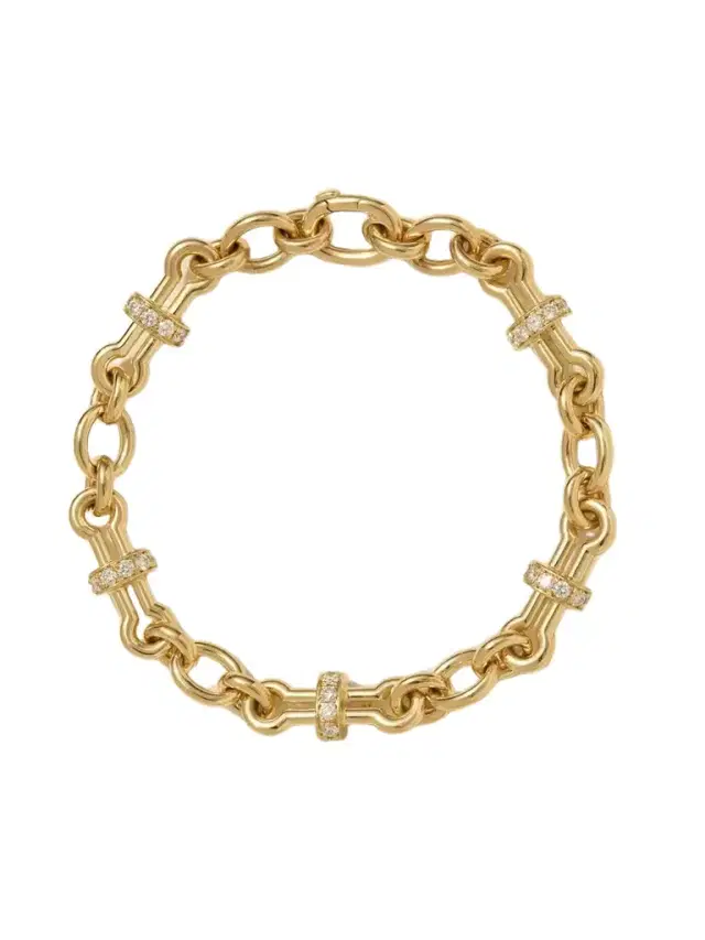 Barbell 18-karat Gold Diamond Bracelet