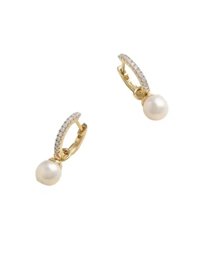 Mateo 14-karat Gold, Diamond And Pearl Hoop Earrings