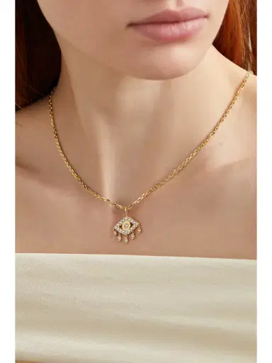 Sydney Evan Evil Eye 14-karat Gold Diamond Necklace | Thumbnail 2