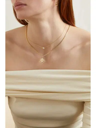 Sydney Evan Evil Eye 14-karat Gold Diamond Necklace | Thumbnail 5