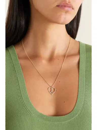 Sydney Evan Peace Heart Xl 14-karat Gold Diamond Necklace | Thumbnail 2