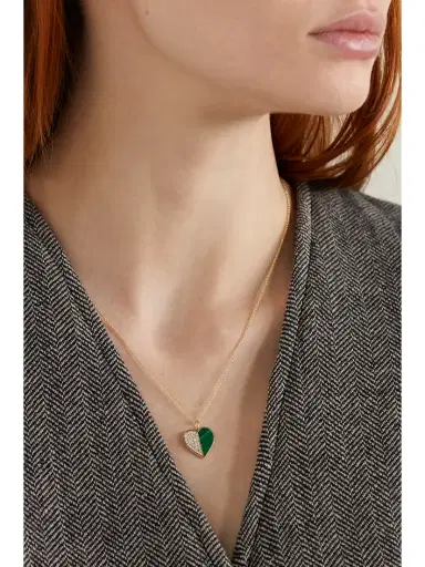 Sydney Evan 14-karat Gold, Malachite And Diamond Necklace | Thumbnail 2